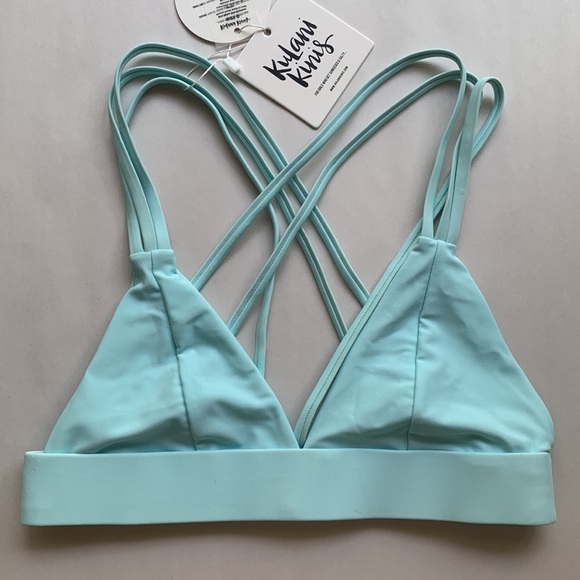 Kulani Kinis Other - NWT Kulani Kinis Triangle Bikini Top 127 Tri Cross Back Skye Blue Size Small